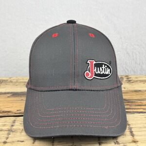 Fort Worth Stock Show Rodeo Hat Cap Strap Back Mens Gray Red Calf Scramble